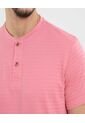 Camiseta Para Hombre Manga Corta Cuello Henley Color Coral Marca Ostu #60091669 de Ostu