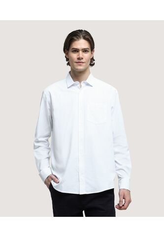 Camisa Para Hombre Manga Larga Con Bolsillo Color Blanco Marca Ostu #60010647 Ostu