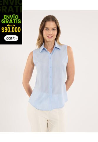 Camisa Para Mujer Manga Sisa Color Celeste Marca Ostu #40010316 Ostu