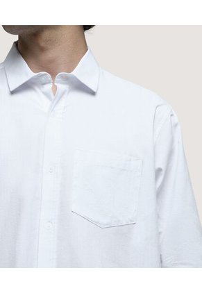 Camisa Para Hombre Manga Larga Con Bolsillo Color Blanco Marca Ostu #60010647