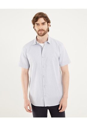 Camisa Para Hombre Manga Corta Sin Bolsillo Cuello Casual M Color Azul Marca Ostu #60010869