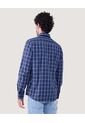 Camisa Para Hombre Manga Larga Con Bolsillo Color Azul  Marca Ostu #60010752 de Ostu
