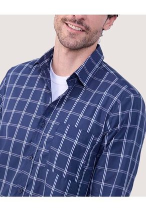 Camisa Para Hombre Manga Larga Con Bolsillo Color Azul  Marca Ostu #60010752