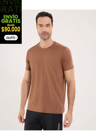 Camiseta Para Hombre Manga Corta Cuello Redondo Color Camel Marca Ostu #60091717 Ostu