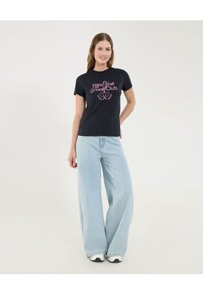 Camiseta Para Mujer Manga Corta Color Negro Marca Ostu #40092342