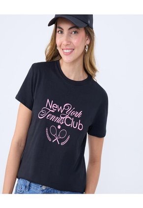 Camiseta Para Mujer Manga Corta Color Negro Marca Ostu #40092342