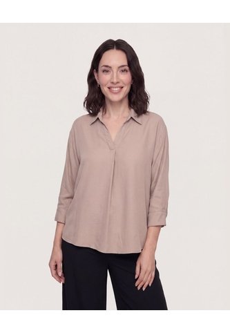Blusa Fluid Manga 3/4  Para Mujer Café Ostu Ostu
