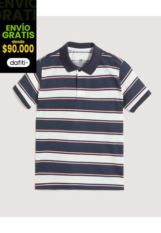 Polo Infantil Niño Manga Corta Color Azul Marca Ostu #80110104 Ostu