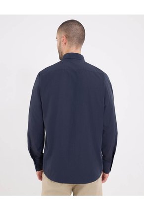 Camisa  Para Hombre Manga Larga Con Bolsillo Cuello Casual M Color Azul Marca Ostu #60010899