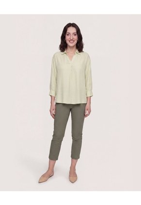 Blusa Fluid Manga 3/4  Para Mujer Verde Ostu