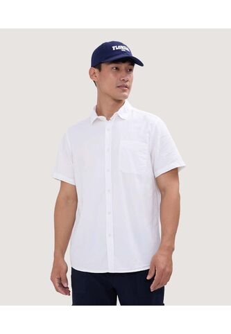 Camisa Para Hombre Manga Corta Con Bolsillo Color Blanco Marca Ostu #60010659 Ostu