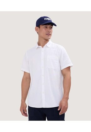 Camisa Para Hombre Manga Corta Con Bolsillo Color Blanco Marca Ostu #60010659