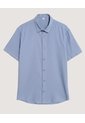 Camisa  Para Hombre Manga Corta Sin Bolsillo Cuello C Color Azul Marca Ostu #60010906 de Ostu