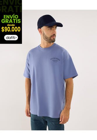 Camiseta Para Hombre Manga Corta Cuello Redondo Color Azul Marca Ostu #60091777 Ostu