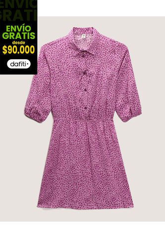 Vestido Infantil Niña M 3/4 Medio Color Morado Marca Ostu #90170070 Ostu