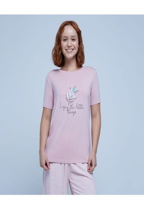 Camiseta Para Mujer Manga Corta Color Rosado  Marca Ostu #40091954