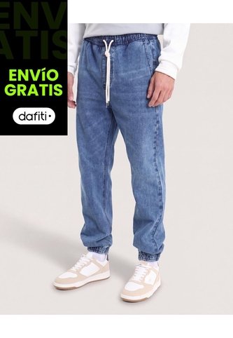 Jean Jogger Relax Fit  Para Hombre Azul Ostu Ostu