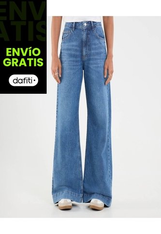 Jean Para Mujer Wide-Leg Color Azul Marca Ostu #40160579 Ostu