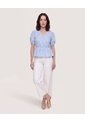 Blusa Manga Corta Texturizada  Para Mujer Azul Ostu de Ostu