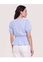 Blusa Manga Corta Texturizada  Para Mujer Azul Ostu de Ostu