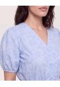 Blusa Manga Corta Texturizada  Para Mujer Azul Ostu de Ostu
