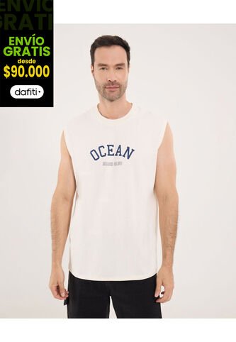 Camiseta Para Hombre Manga Sisa Cuello Redondo Color Crema Marca Ostu #60091793 Ostu