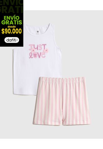 Pijama Infantil Niña M/S P/C Color Blanco Marca Ostu #90040083 Ostu