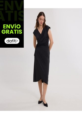 Vestido Para Mujer M/Sisa Medio Color Negro Marca Ostu #40170310 Ostu
