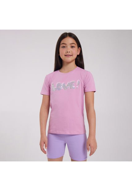 Camiseta Para Niña Manga Corta Color Rosado  Marca Ostu #90090146