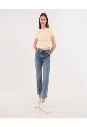 Jean Para Mujer Crop Flare Color Azul Marca Ostu #40160572