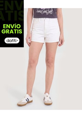 Short Mom Clean Style  Para Mujer Blanco Ostu Ostu