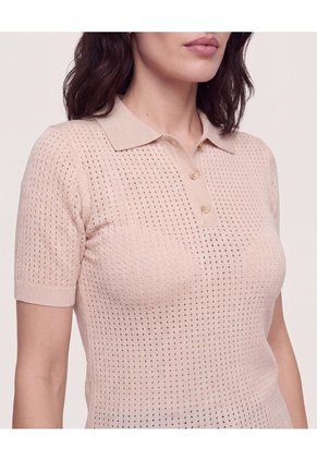 Polo Tejida Aura Natural  Para Mujer Camel Ostu