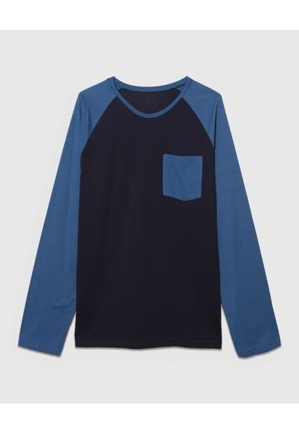 Camiseta Para Hombre Manga Larga Color Azul  Marca Ostu #60091111