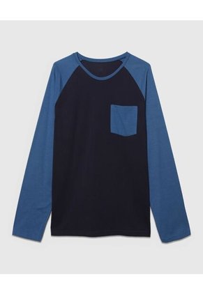 Camiseta Para Hombre Manga Larga Color Azul  Marca Ostu #60091111