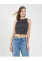 Camiseta Para Mujer Crop Top Manga Sisa Color Negro Marca Ostu #40092435 de Ostu
