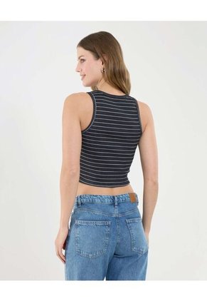 Camiseta Para Mujer Crop Top Manga Sisa Color Negro Marca Ostu #40092435