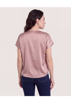 Blusa Con Escote En V  Para Mujer Café Ostu