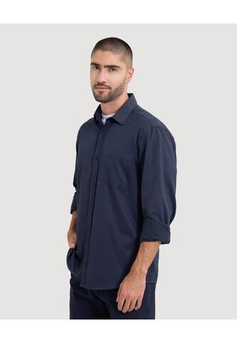 Camisa Para Hombre Manga Larga Con Bolsillo Cuello Casual M Color Celeste Marca Ostu #60010795 Ostu