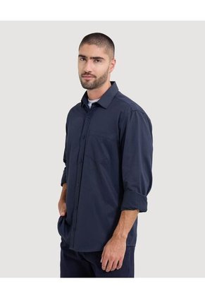 Camisa Para Hombre Manga Larga Con Bolsillo Cuello Casual M Color Celeste Marca Ostu #60010795