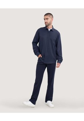 Camisa Para Hombre Manga Larga Con Bolsillo Cuello Casual M Color Celeste Marca Ostu #60010795