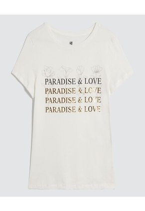 Camiseta Para Mujer Manga Corta Cuello Redondo Color Crema Marca Ostu #40092374