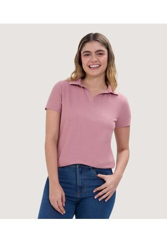Polo Para Mujer Manga Corta Color Rosa Marca Ostu #40110161 Ostu