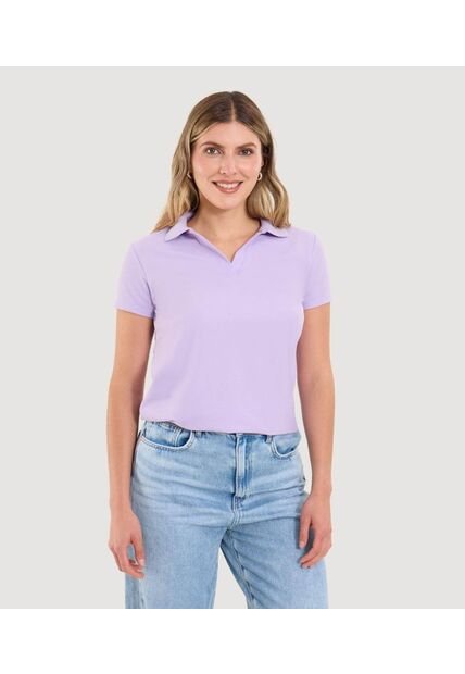 Polo Para Mujer Manga Corta Color Lila Marca Ostu #40110180
