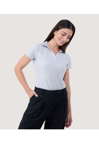 Polo Para Mujer Manga Corta Color Gris Claro Marca Ostu #40110171 Ostu