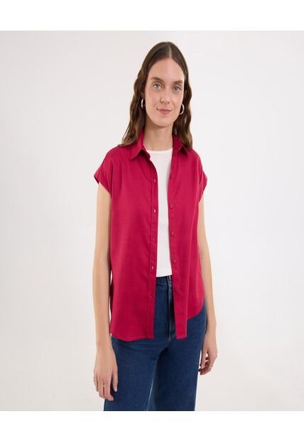 Camisa Para Mujer Manga Corta Color Rojo Marca Ostu #40010306