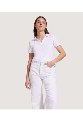 Polo Para Mujer Manga Corta Color Blanco Marca Ostu #40110137 Ostu