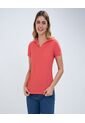 Polo Para Mujer Manga Corta Color Coral Marca Ostu #40110164 de Ostu