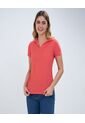 Polo Para Mujer Manga Corta Color Coral Marca Ostu #40110164 de Ostu