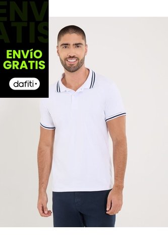 Polo Para Hombre Cuello Tejido Sin Bolsillo Color Blanco Marca Ostu #60110767 Ostu