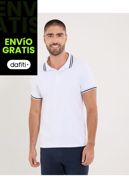 Polo Para Hombre Cuello Tejido Sin Bolsillo Color Blanco Marca Ostu #60110767